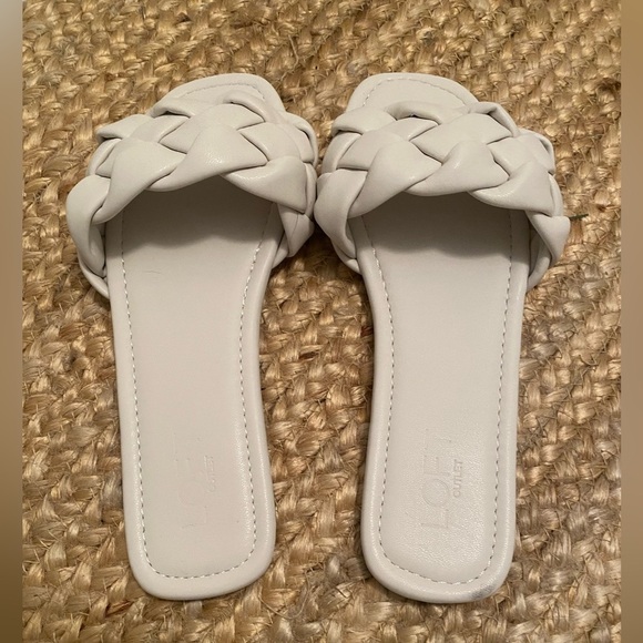 Loft White Leather Braided Flat Sandals Size 8 - Picture 4 of 10